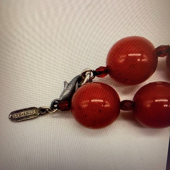 vintage authentic ben amun red graduated ball bead strand necklace - Picture 5 of 7